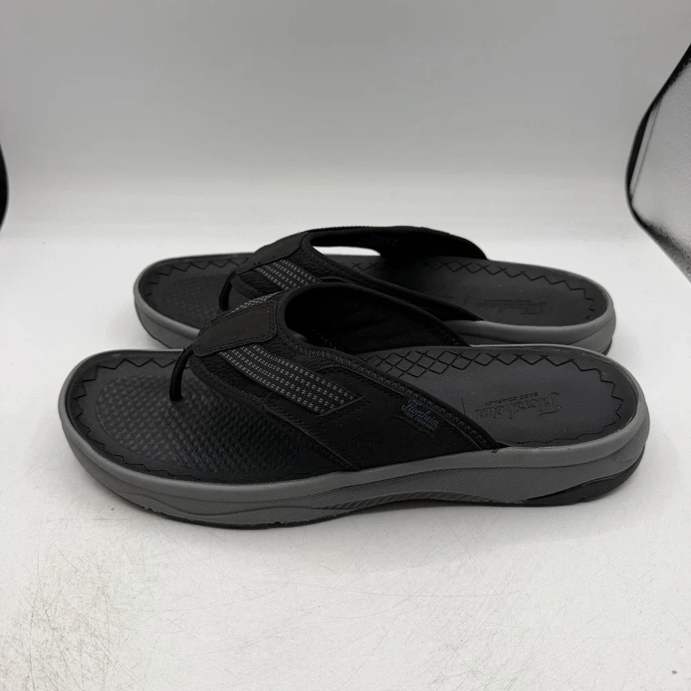 Florsheim Tread Lite Thong Sandals Mens Sz 13 M Black Grey Flip Flops 14363-001
